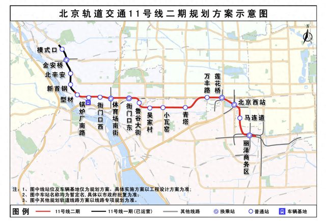 跨四区，设14站！联通北京西站、丽泽商务区，北京地铁11号线二期公示中→