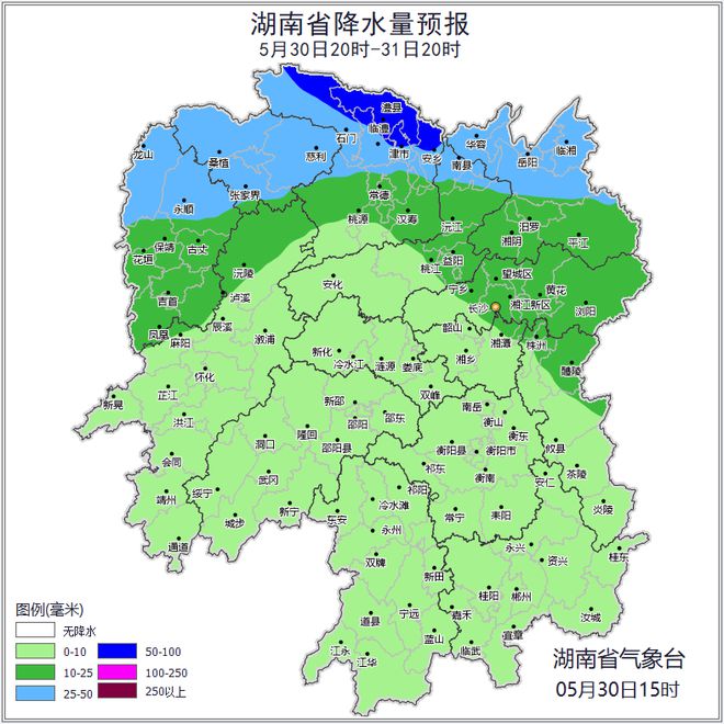 湖南：今日大到暴雨，最高30℃，局地阵风8～10级