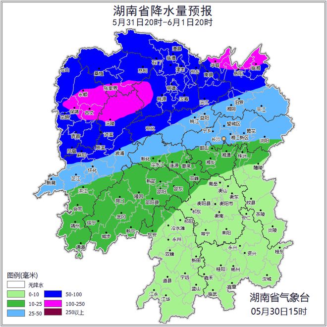 湖南：今日大到暴雨，最高30℃，局地阵风8～10级