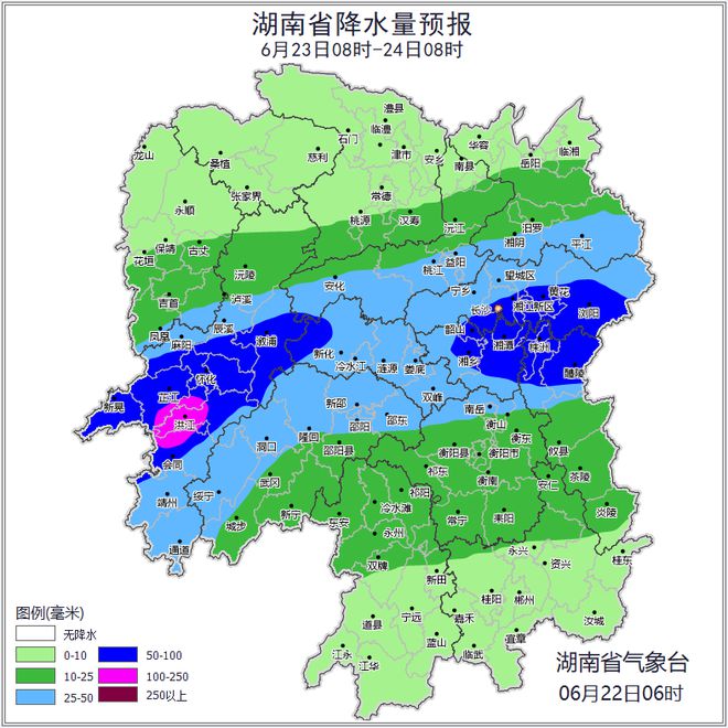 今明两天湘中局地有大暴雨，怀化中部、邵阳西部局地大暴雨