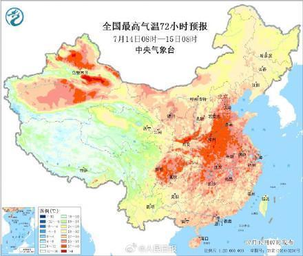 气温预报图肉眼可见变热了