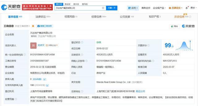 万达地产被冻结1亿股权